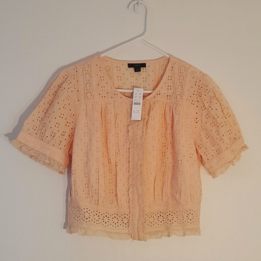 J.Crew Puff Sleeve Lace Blouse